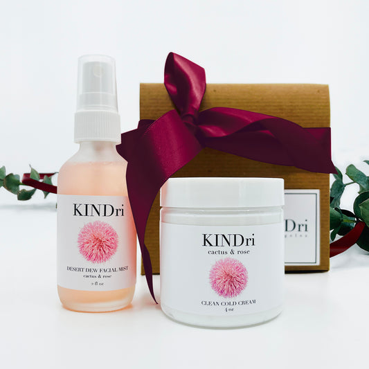 KINDri clean cold cream & desert dew facial mist duo gift set