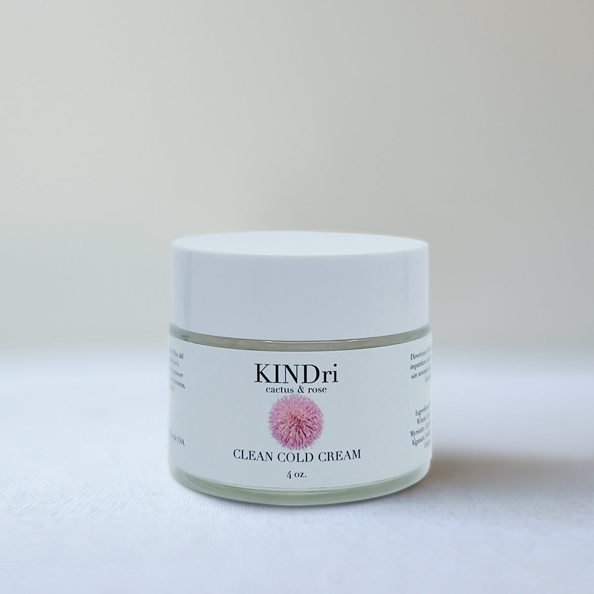 KINDri Clean Cold Cream in a white 4 oz jar
