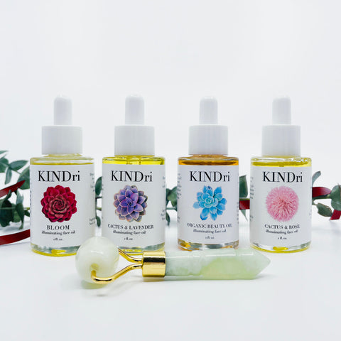 KINDri vegan beauty oil & jade roller gift set