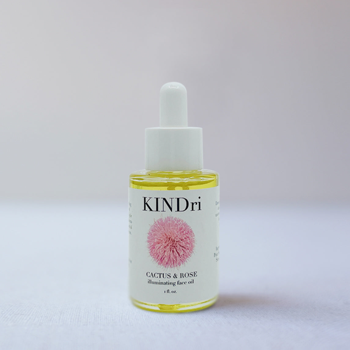 KINDri Cactus & Rose Illuminating Face Oil in a dropper bottle